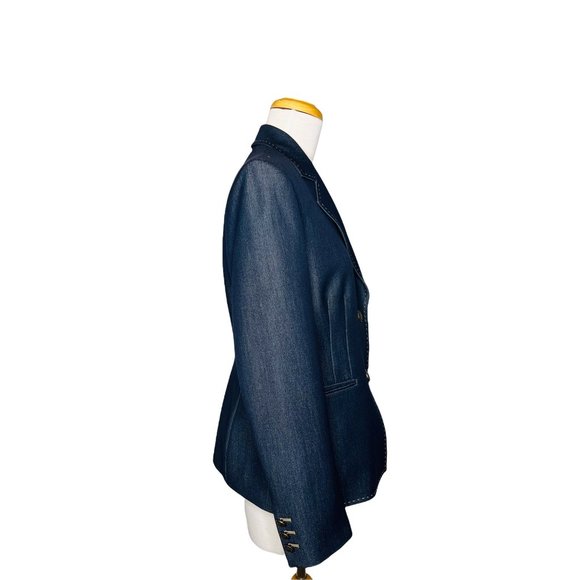 Kasper Tailored Blazer Pleated Waist Shield Buttons And Stitching Sz 8 NWOT - Picture 5 of 11